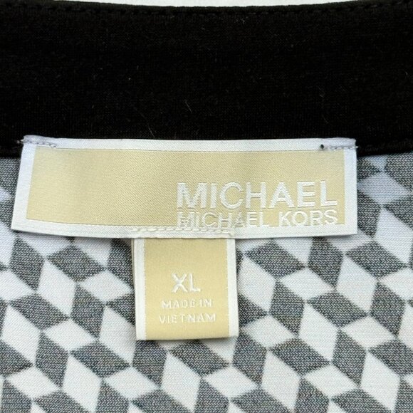Michael Kors Womens Pullover Stretch Geometric Grommet V-Neck Long Sleeve Top XL - Picture 7 of 10